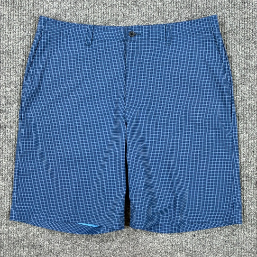 Ben Hogan Mens Golf‎ Shorts Size 38 Blue Check Flat Front Stretch Performance